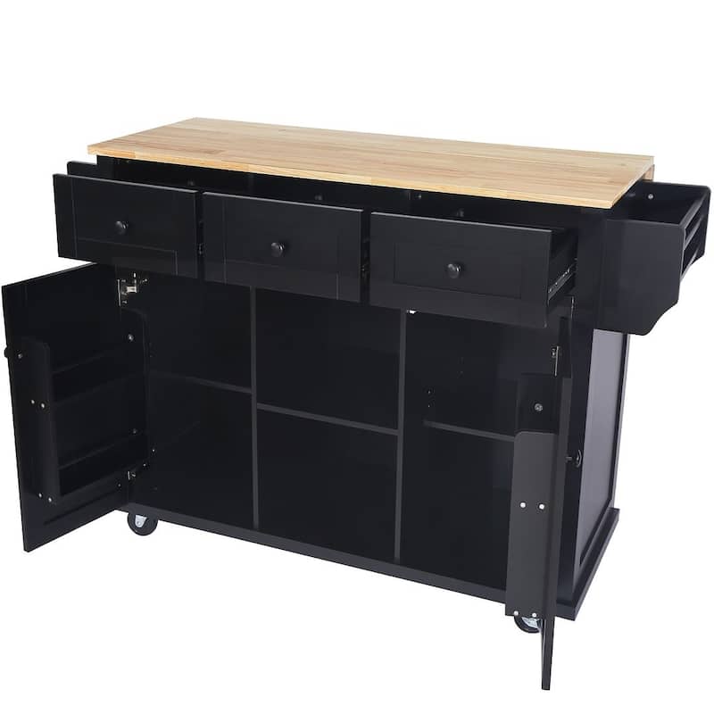 Kitchen Island Cart with Wheels Drop-Leaf, Storage Racks