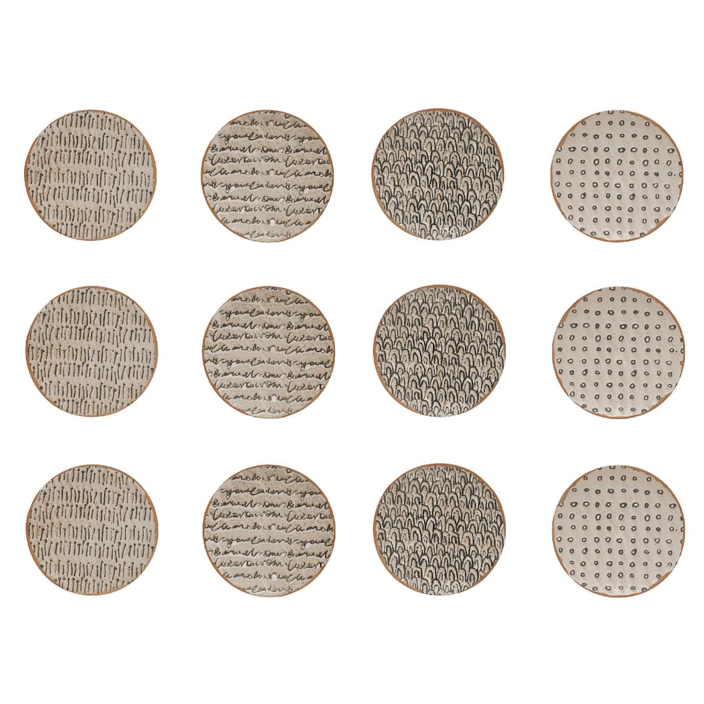 Stoneware Plate Dinnerware Set with 4 React Glazed Patterns - 8.3"L x 8.3"W x 0.6"H