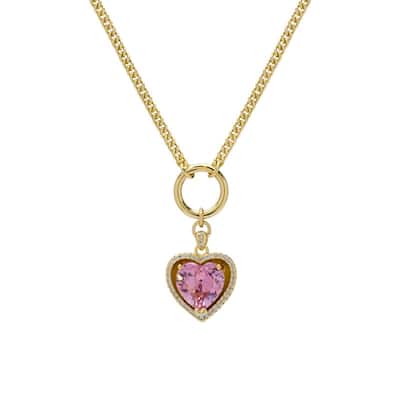 Victoria Townsend Gold Plated Pink Cubic Zirconia Heart Necklace