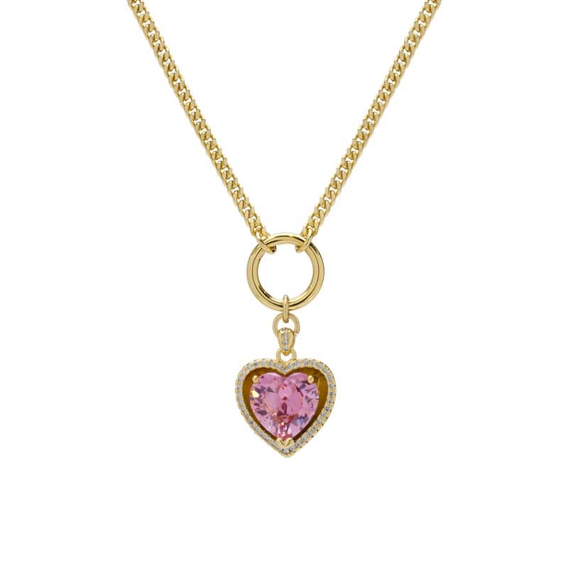 Victoria Townsend Gold Plated Pink Cubic Zirconia Heart Necklace