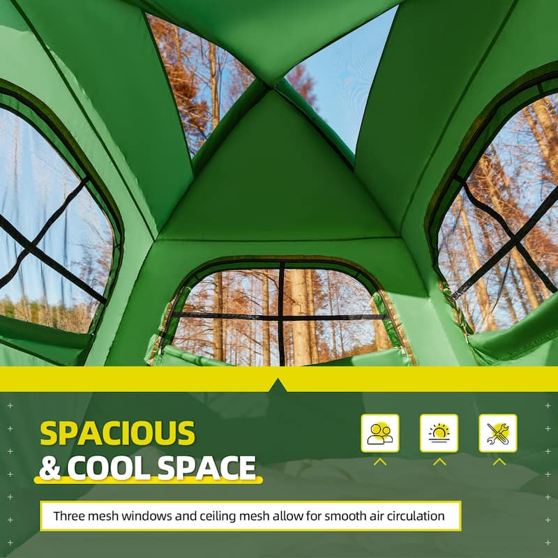 Inflatable Tent 4-6 Person - Instant Setup Waterproof Cabin Tent with Pump (Beige/Light Green)