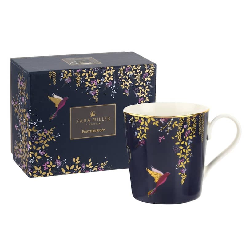 Sara Miller London for Portmeirion Chelsea Collection Mug - Navy, Birds