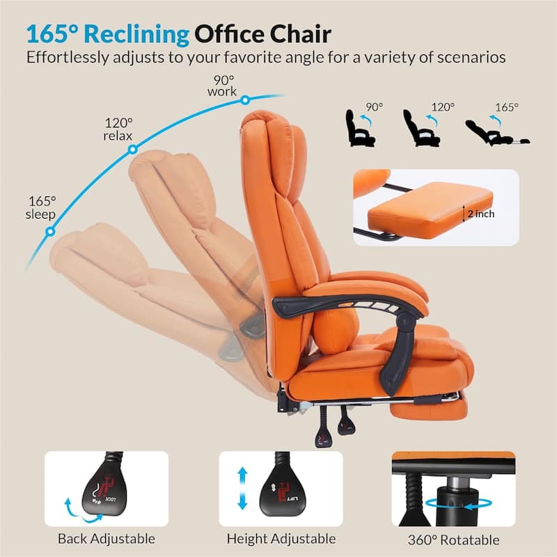 Office Chair with Foot Rest, Executive Office Chair with Arms