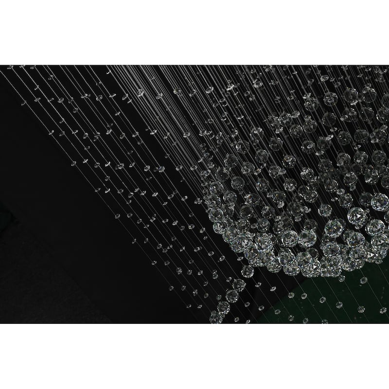 12-Light Chrome Chandelier With Clear Hanging Crystals And Beads