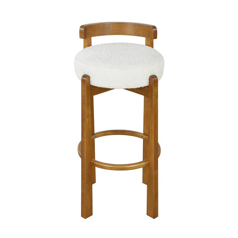 Roomfitters Elise Indoor Low Back Wooden Barstools with Ivory Upholstery, Set of 2 - Set of 2