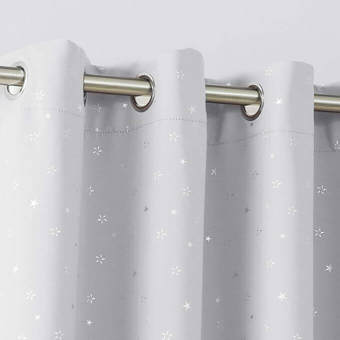 Silver Star Room Darkening Grommet Curtains 2 Panels