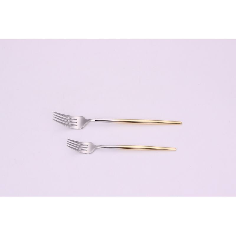 20 Pc Flatware Set Silver With Graduated Gold Handles - Service For 4