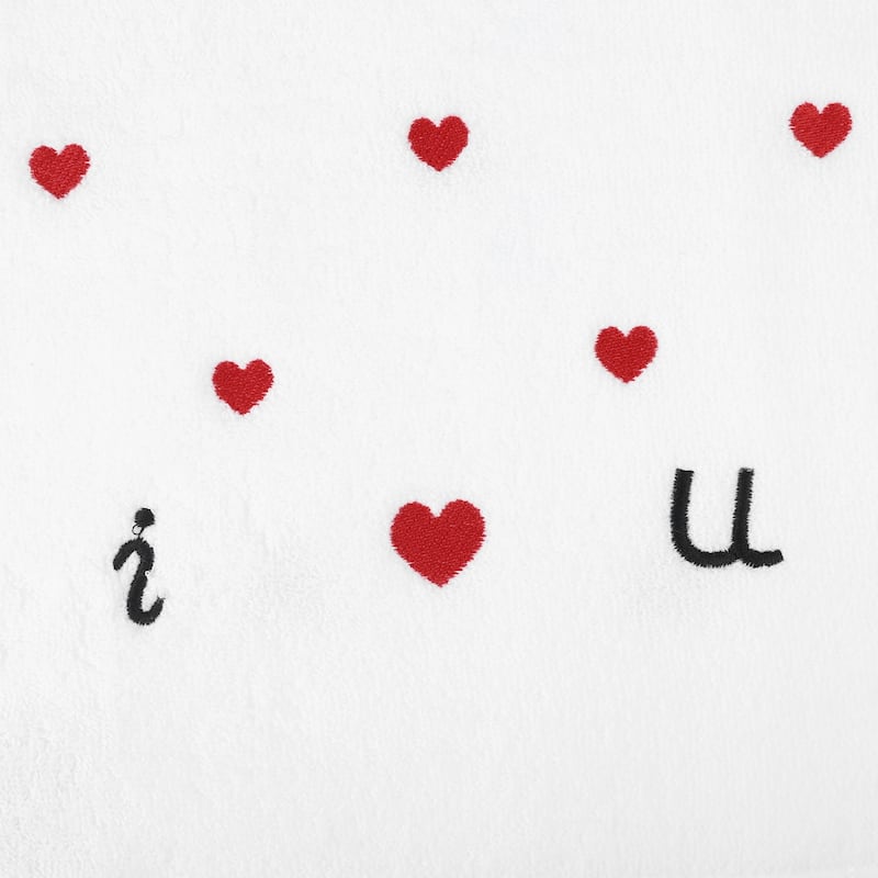 Valentine's Day Cotton Hand Towels Letter Heart Love Pattern Bathroom Decorative Absorbent Towel Set for Cleaning Drying