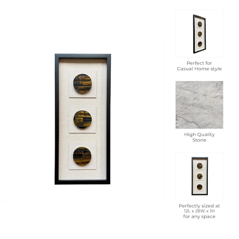 Stone Canvas Art Wall Decor with Modern Geometric Pattern - 28" Brown