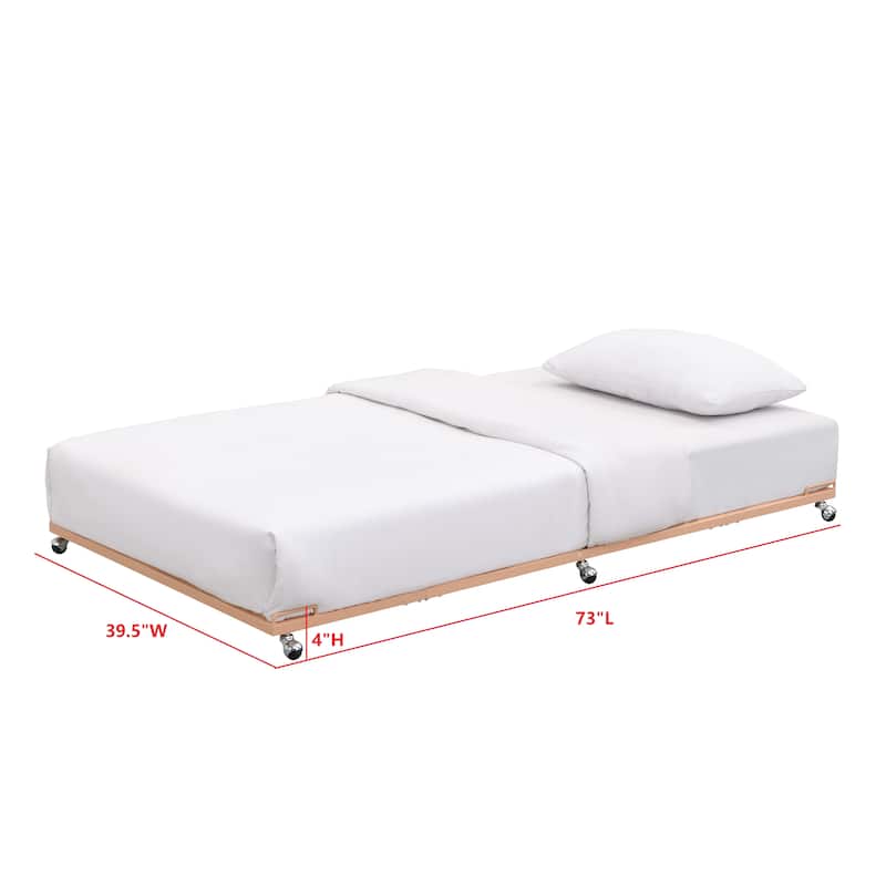 Moley Metal Twin Trundle Bed Frame with Modern Sleek Design