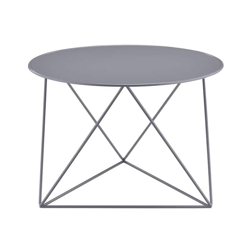 Metal Round Top End Table - Gray