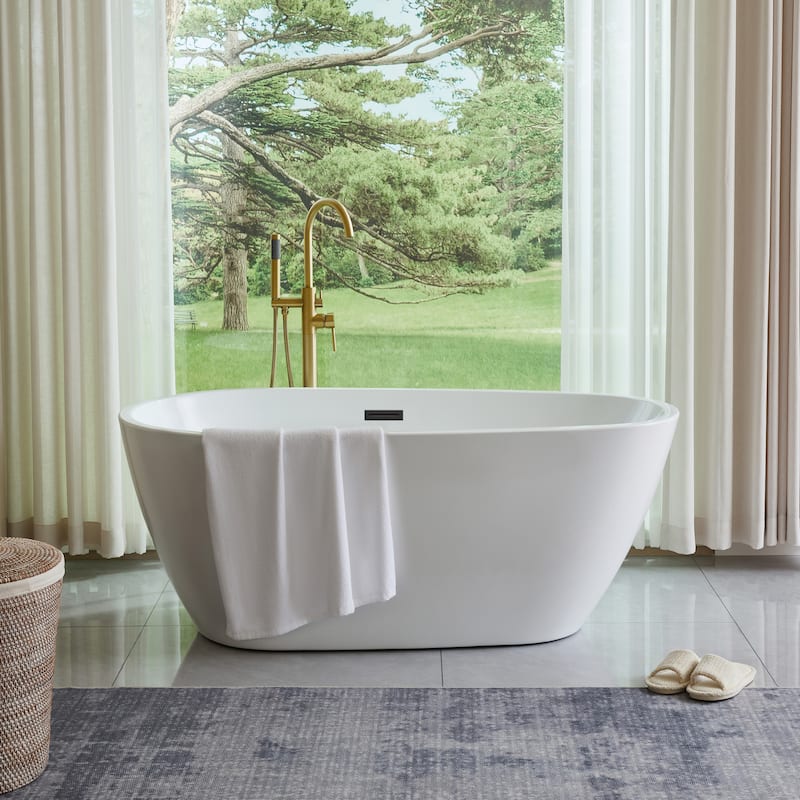 Vanity Art 59" Acrylic Freestanding Soaking Bathtub