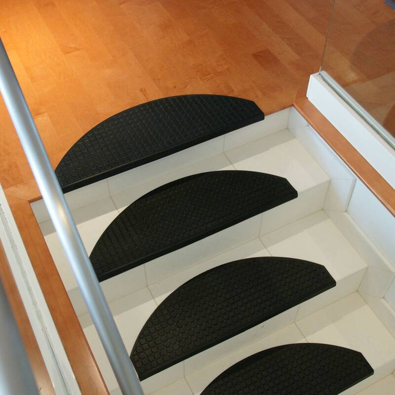 Rubber-Cal "Block-Grip" Non-Slip Rubber Tread Stair Mats (6 Pack), Black - 9.75in x 29.75in