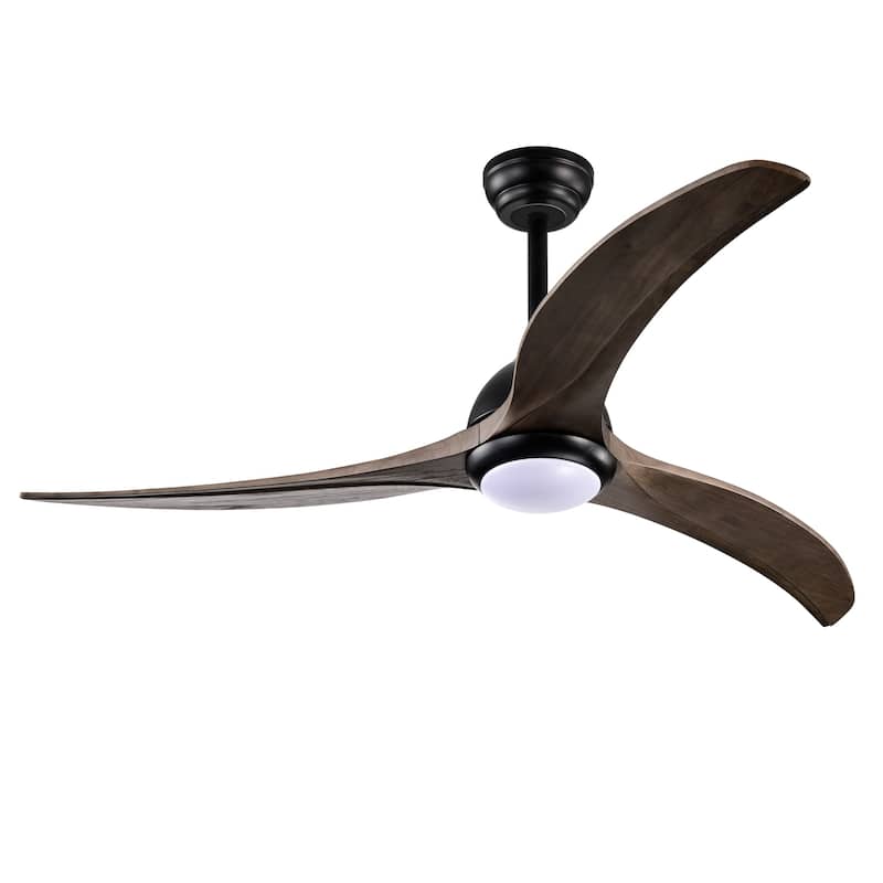 52" Solid Wood Blades Ceiling Fan With Light with Remote Control, Noiseless Reversible Motor, 6 Speed, 3 Color