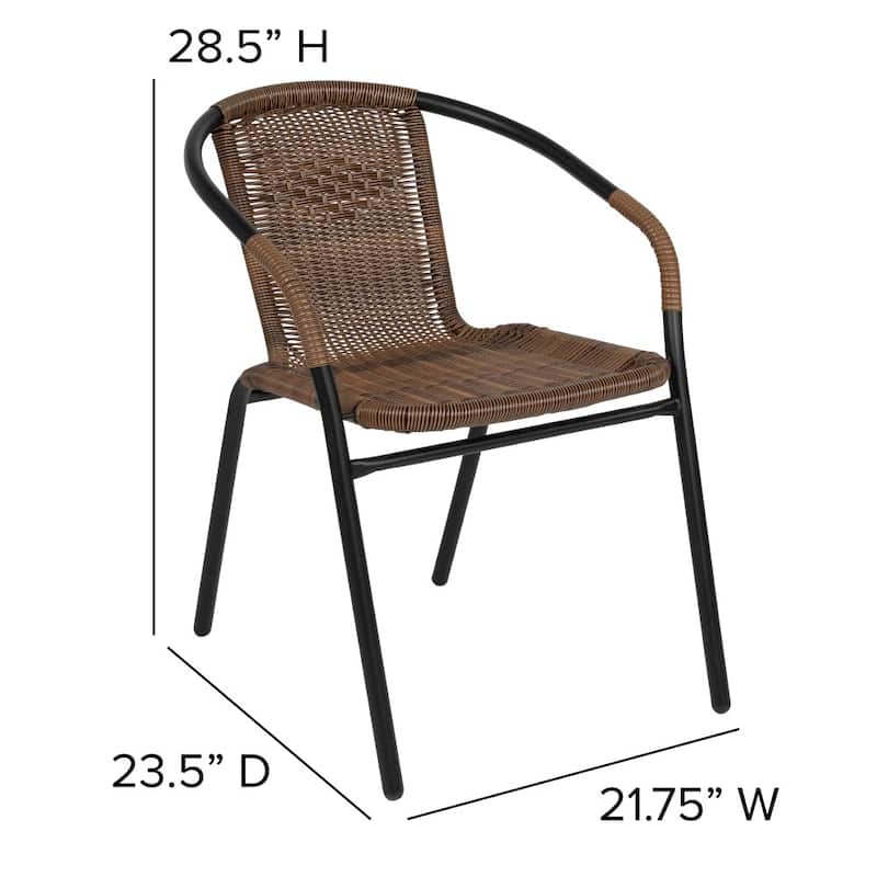 Indoor/Outdoor Stacking Rattan Restaurant Patio Chairs (Set of 2)