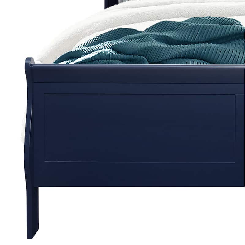 Full Size Solid Wood Sleigh Bed with LED Lighting and Modern Design聽