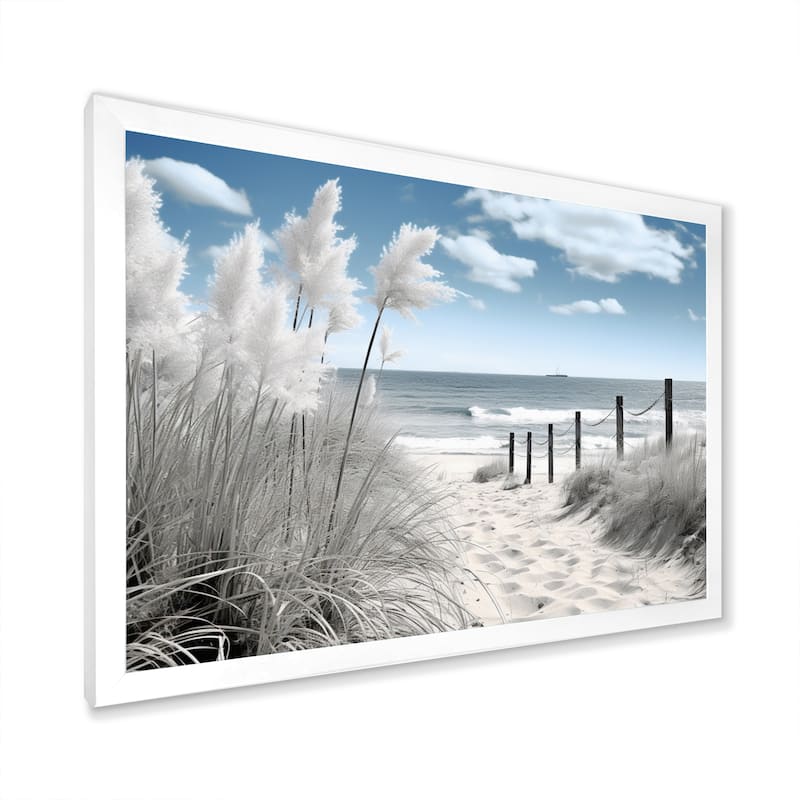 Designart "Beach Seascape Dreams Path II" Nautical & Beach Framed Canvas Prints