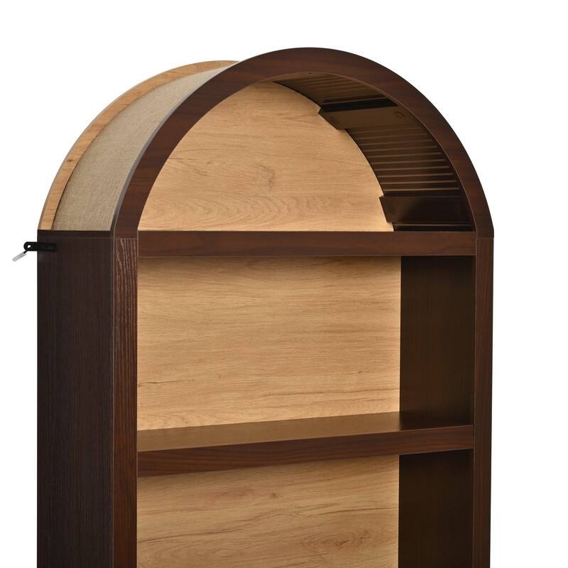 Farmhouse 68.8" Tall Freestanding Bookshelves Set of 2, 5-Tier Display Bookcase Arched Top for Living Room, Bedroom, Home Office