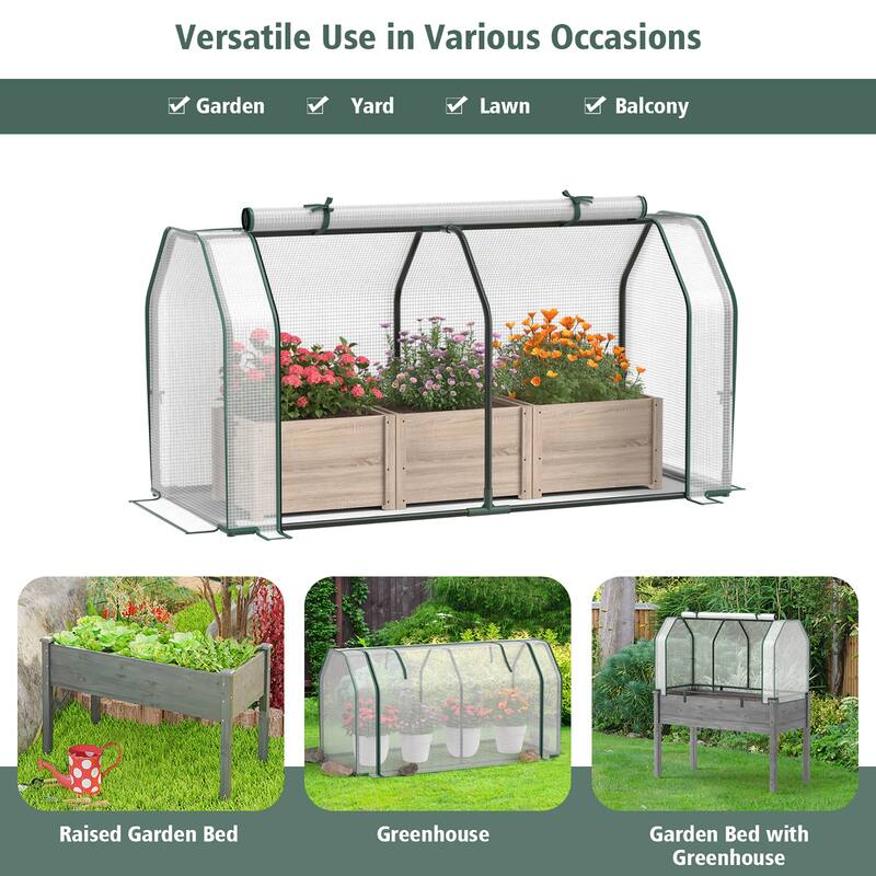 Costway Raised Garden Bed with Dual Zipper Door Greenhouse for Patios