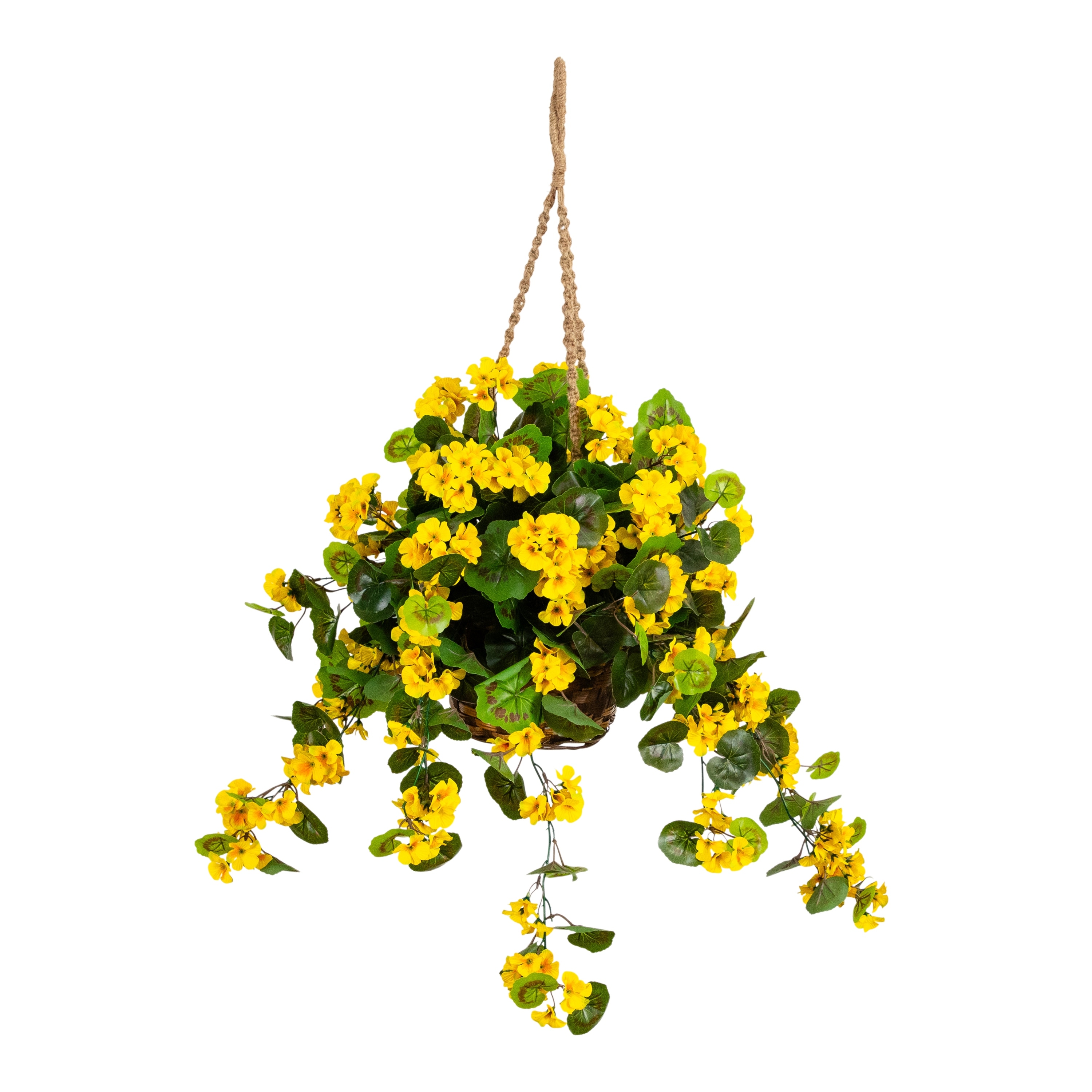 28-in UV Resistant Artificial Geranium in Hanging Basket