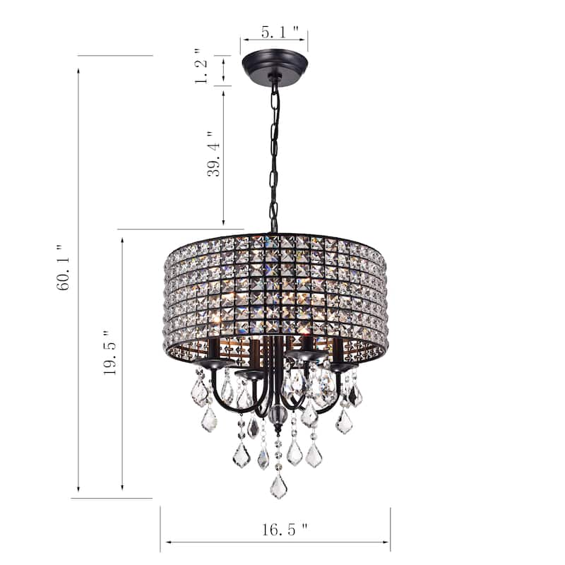 Chione Crystal 4-light Drum Chandelier