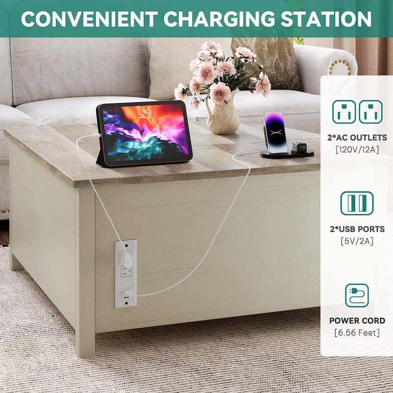 Moasis Lift Top Coffee Table with Storage Shelves, Quarter Circle Center Table for Living Room