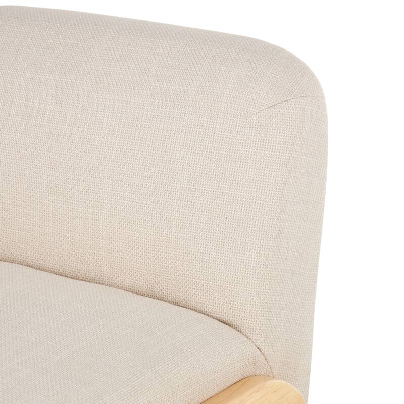 Beige Polyester Square Boucle Living Room Accent Chair with Brown Wooden Legs
