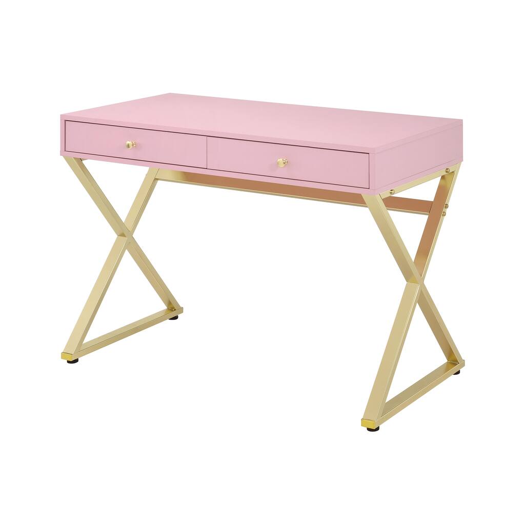 ACME Coleen Writing Desk in Pink and Gold