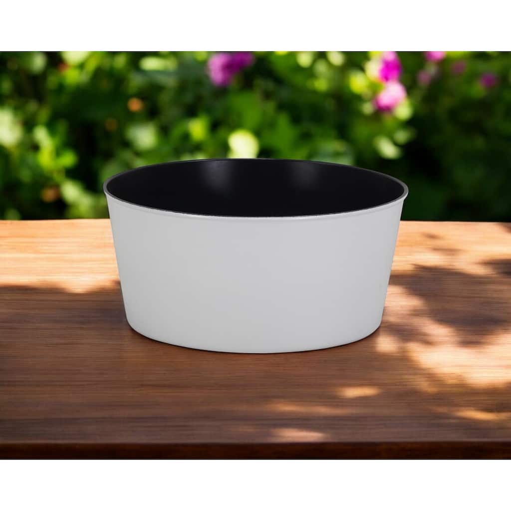 HomeRoots 12" White Recycled Plastic Indoor Outdoor Round Pot Planter