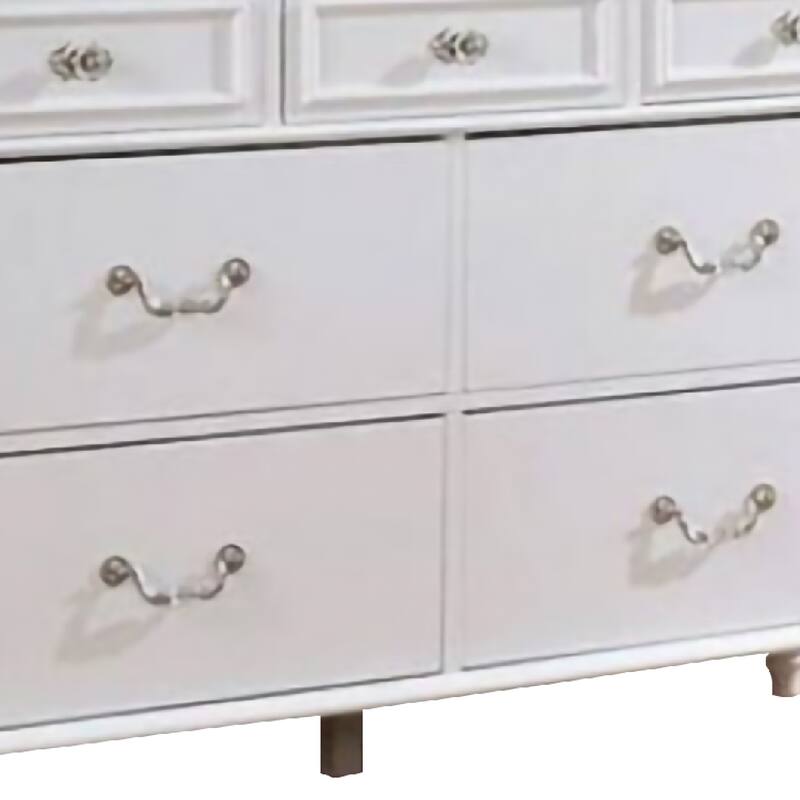 Dresser with 7 Drawers and Crystal Knobs, White