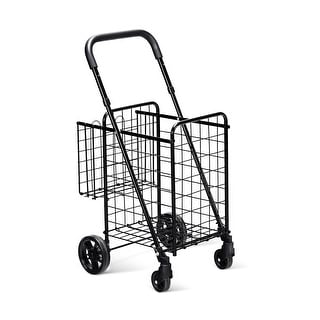 Lightweight Folding Shopping Cart with Double Basket and
