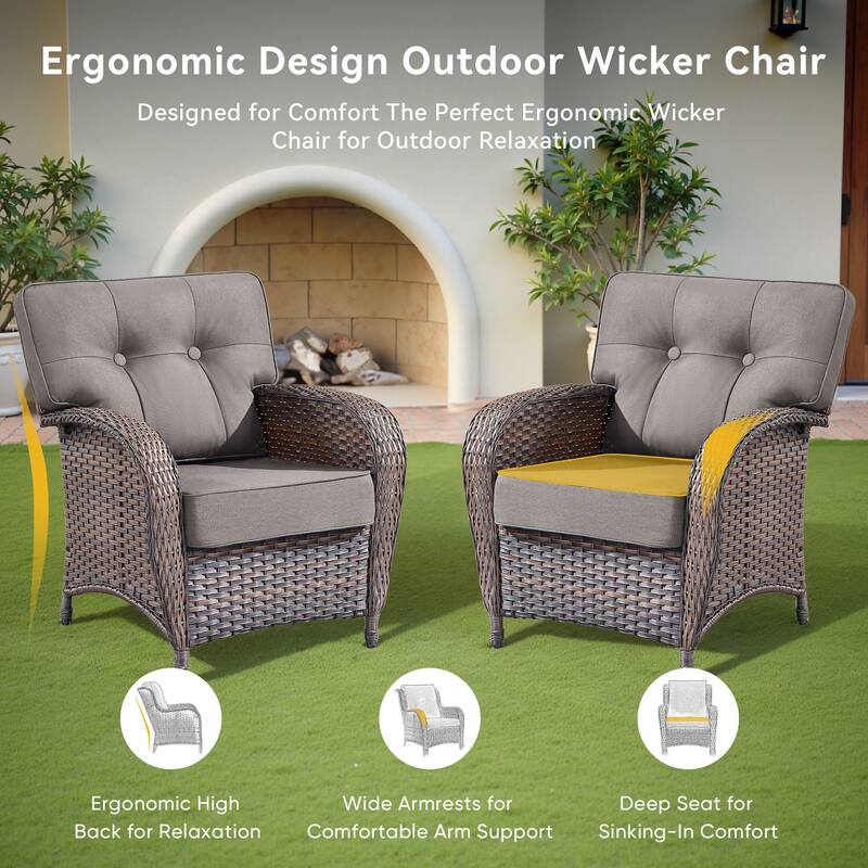 Pocassy Outdoor 43 In Fire Table with Sofa Patio Chair Set