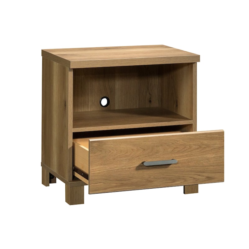 Wood Country Nightstand with 1 Drawer and Open Shelf, Brown