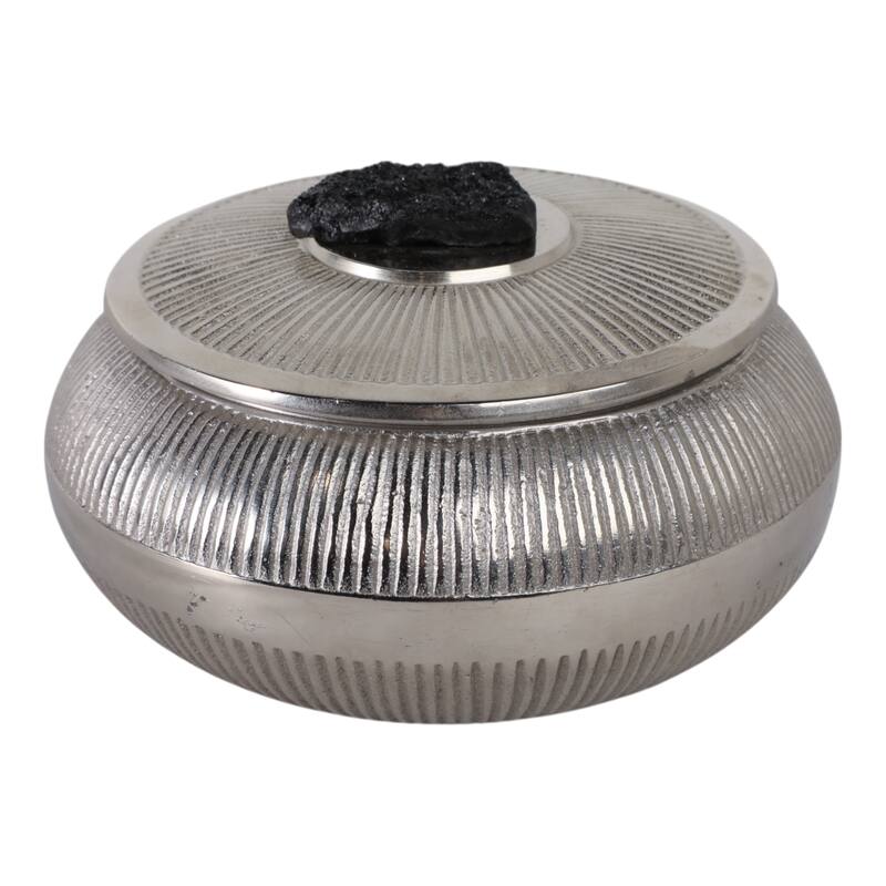 Aluminum Agate Decorative Object Stylish Lidded Textured Sculpture