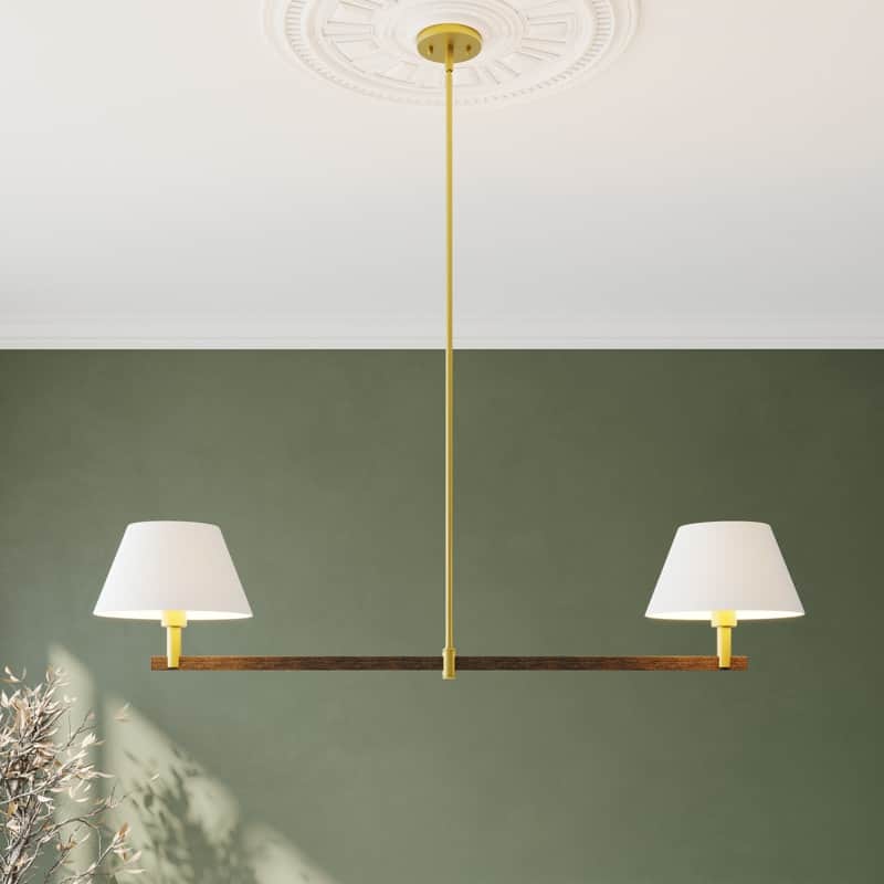 Acroma - 2 Light Gold Dimmable Lamp Shade Chandelier - N/A