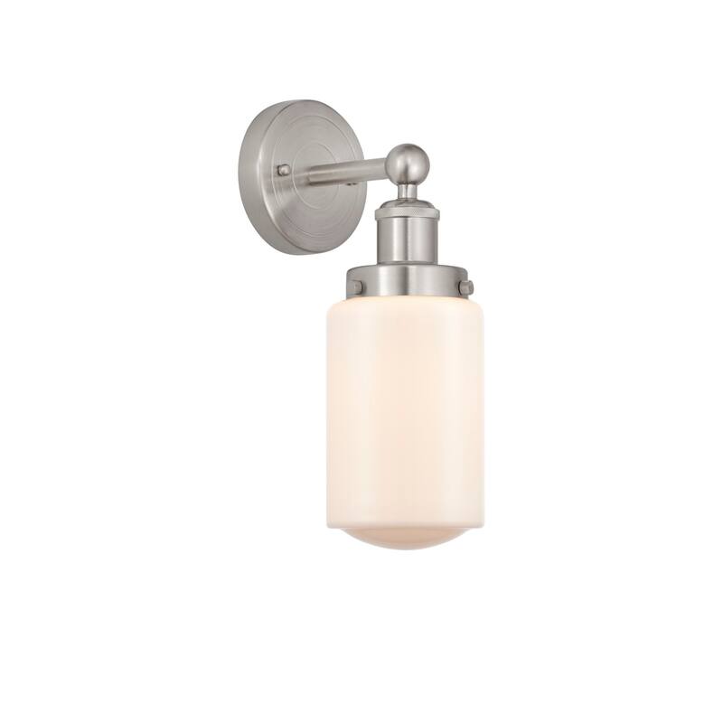 Innovations Lighting 616-1W-10-7 Dover Sconce Dover 10" Tall Wall - Brushed Satin Nickel / Matte White
