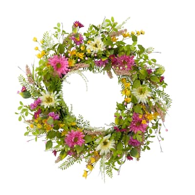 Puleo International 30" Artificial Floral Spring Door Wreath, Multicolor