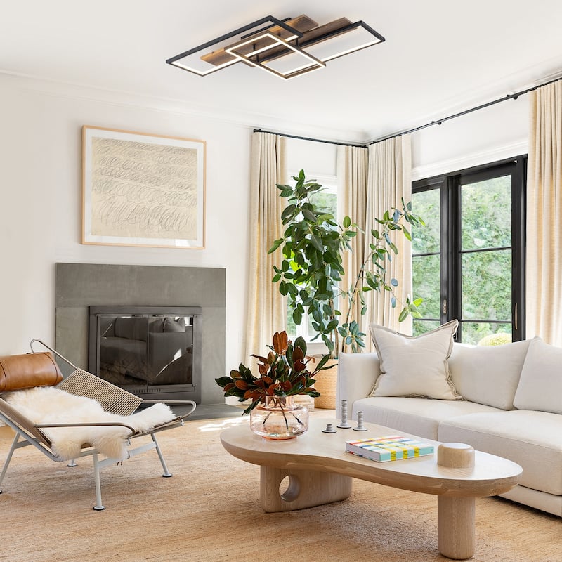 Rectangular Integrated LED Flush Mount Ceiling Light Dimmable - Dia.26.77-in