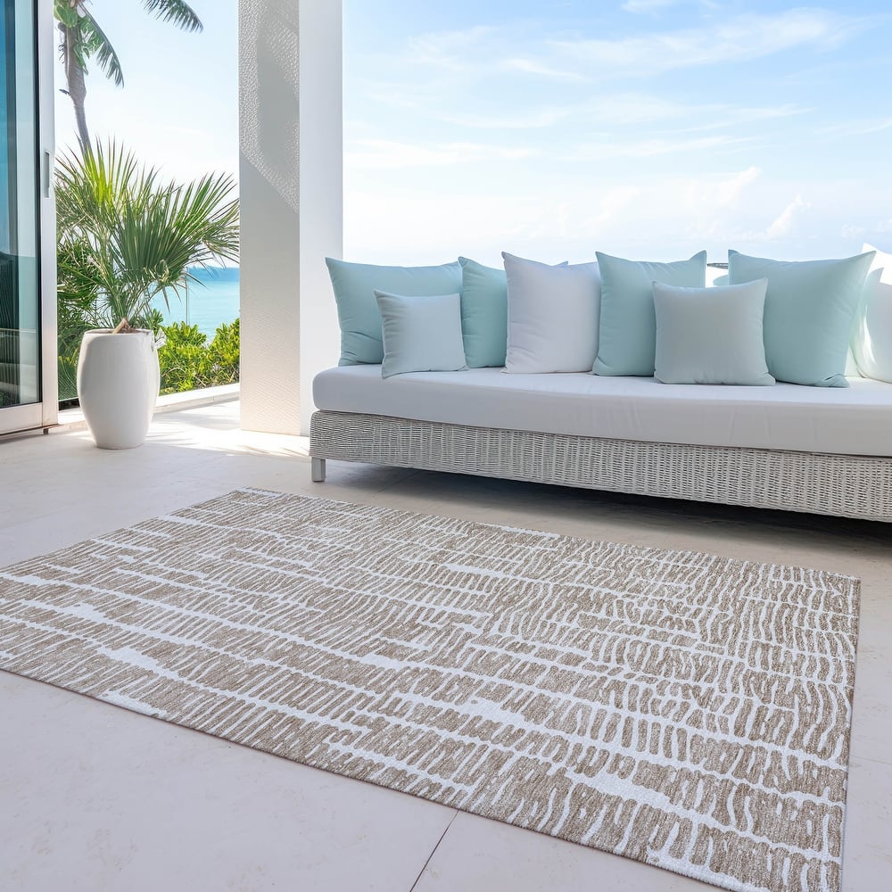 Machine Washable Indoor/ Outdoor Chantille Modern Abstract Rug