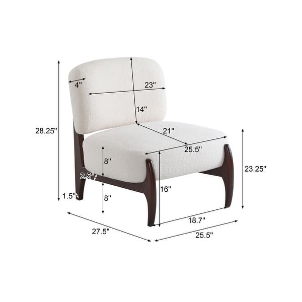 dimension image slide 0 of 2, Christopher Knight Home - Everett Modern Boucle Lounge Chair with Solid Wood Frame