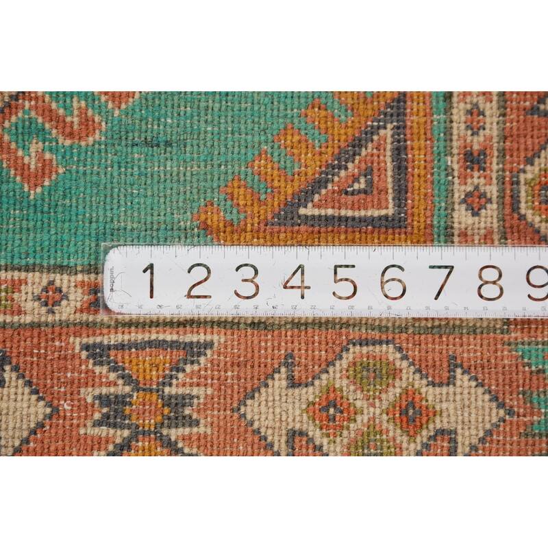 Turquoise Green Kazak Foyer Rug Hand-Knotted Wool Carpet - 2'9"x 4'2"