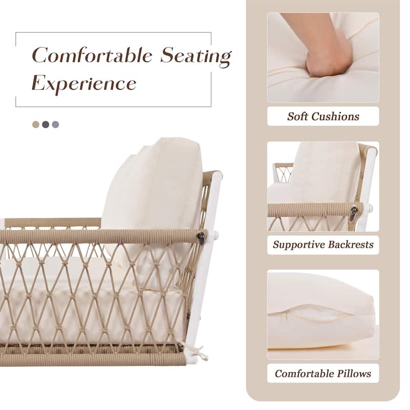 1-Piece Woven Rope Outdoor Swing Sofa