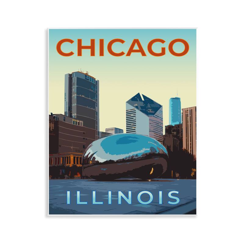 Stupell Chicago Bean Landmark Wall Plaque Art Design By Victoria Barnes - 11 x 14