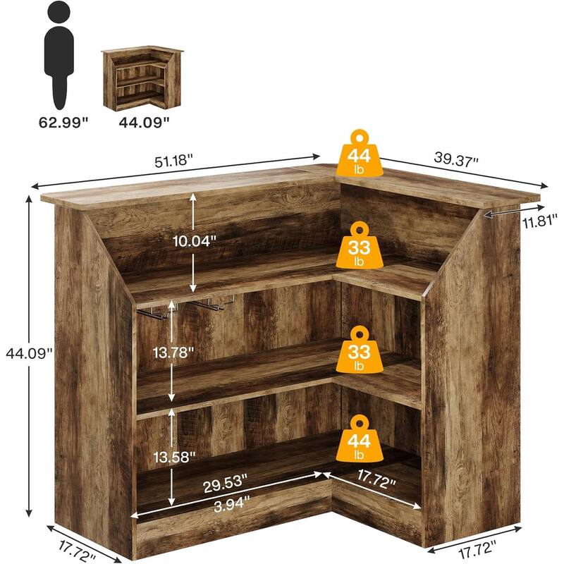 Reception Desk with Storage Shelves, L-Shaped Modern Front Desk