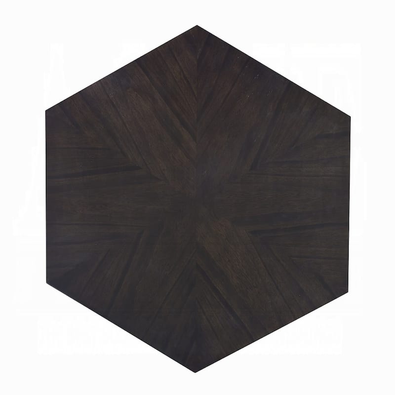 Hano Coffee Table, Black Rubberwood, 50 Inch, Modern Geometric Body