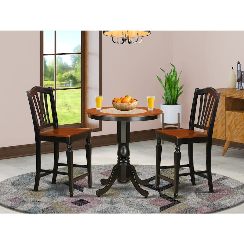 Kitchen Dinette Set 3 Piece Table & Chair Set - Round Pedestal Table & 4 Chairs