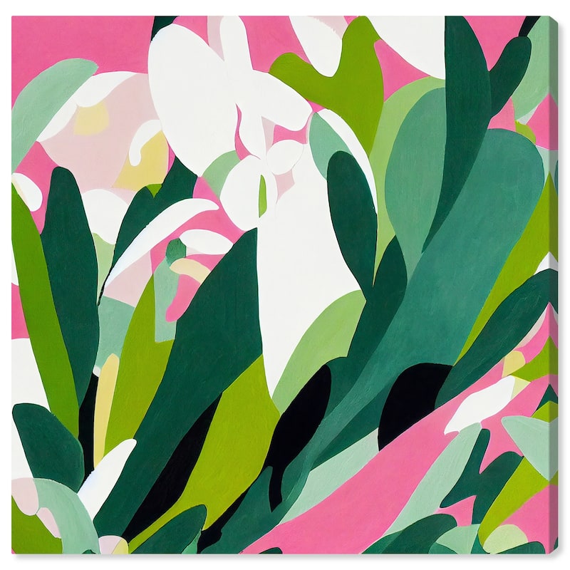 Wynwood Studio Canvas Floral and Botanical Aromatic Pastel Green and Tropical Wall Art Canvas Print - Green, Pink
