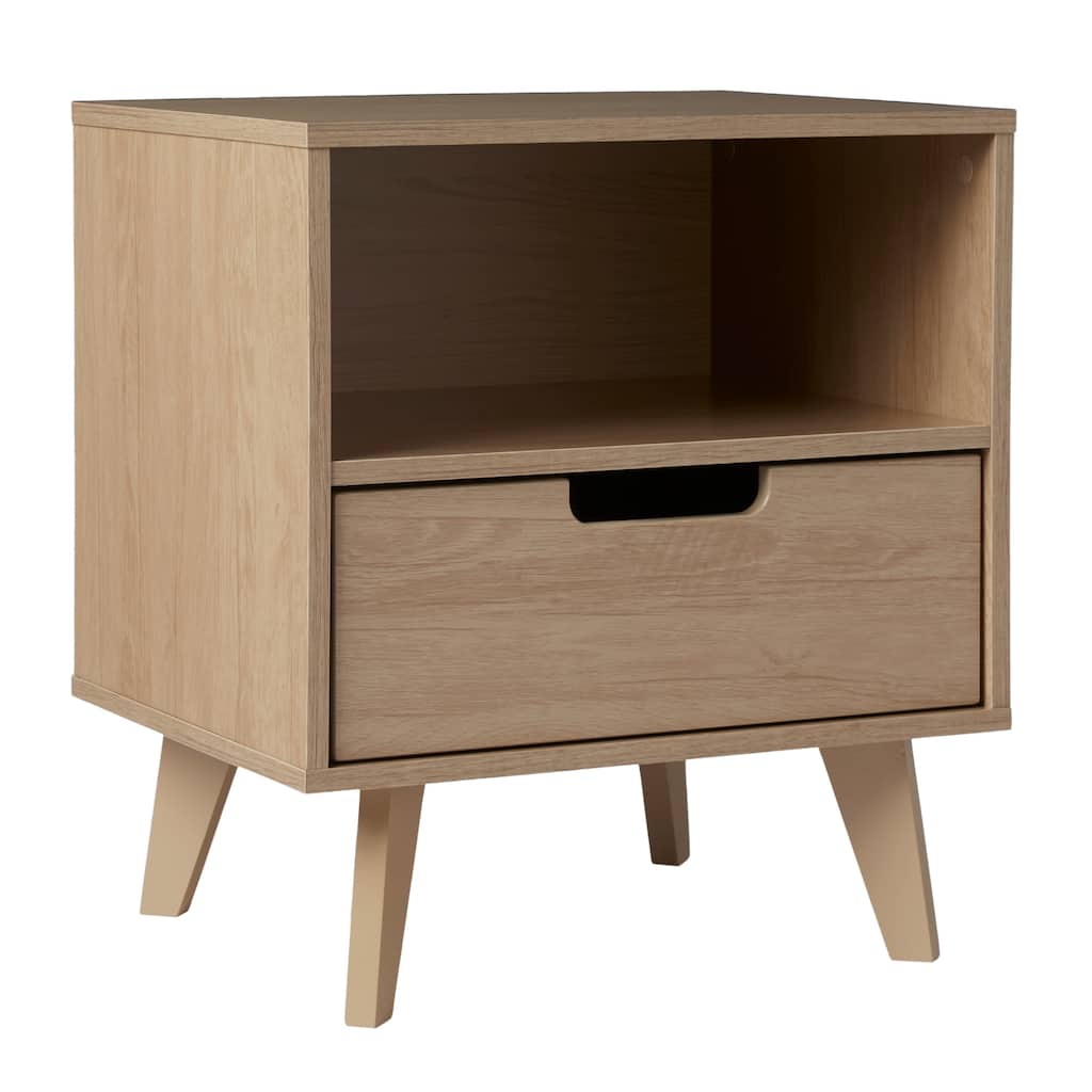 Modern Nightstand with Drawer and Open Cubby