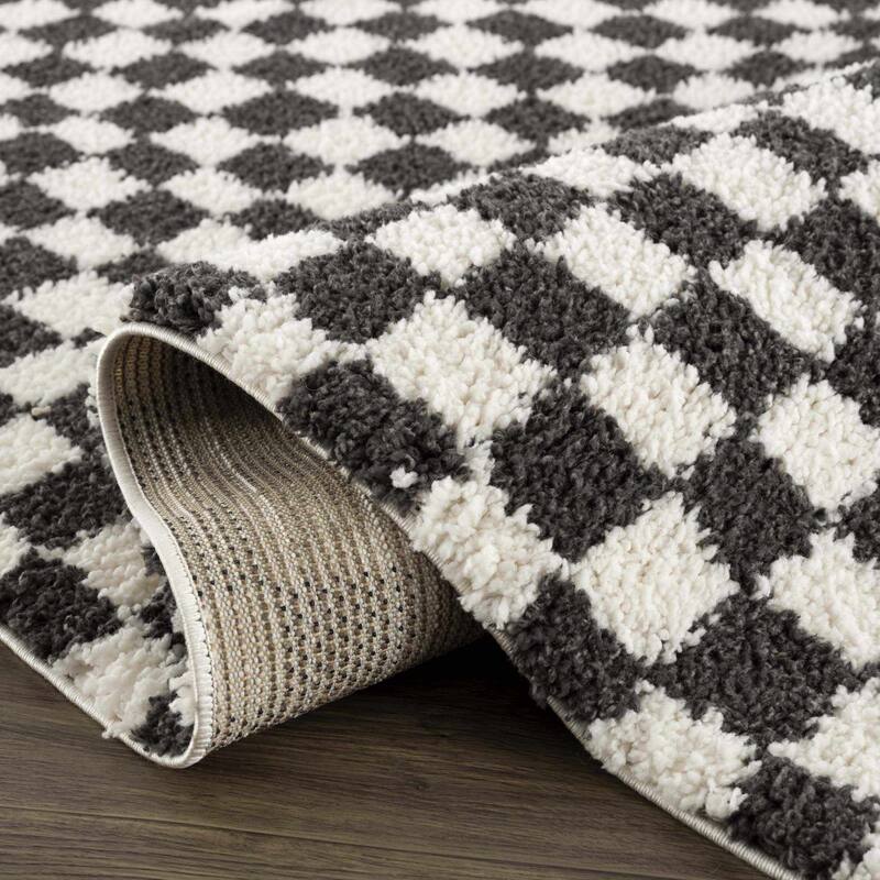 Hauteloom Kieu Hallway, Kitchen Runner Rug - Plush Pile - Driftwood, Black White, Silverton - 2'7" x 7'3"