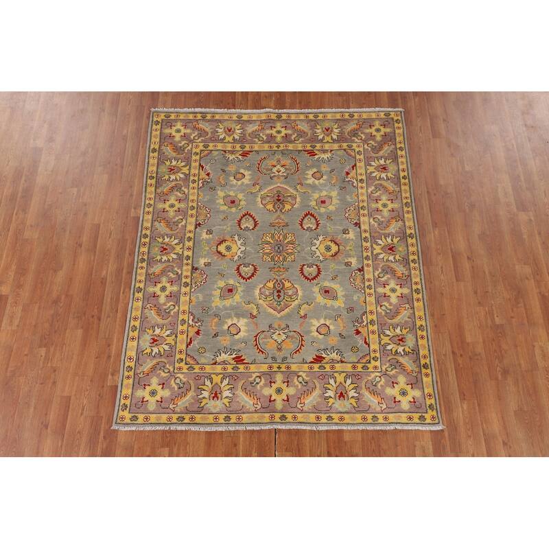 Kazak Oriental Area Rug Handmade Geometric Wool Carpet - 5'3" x 6'7"